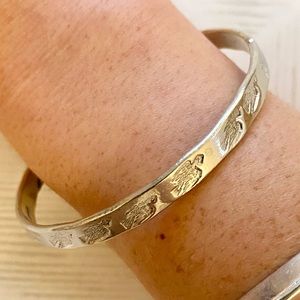 SOLD Vintage Mexico Sterling Plated Southwestern Bird Stamped Bracelet